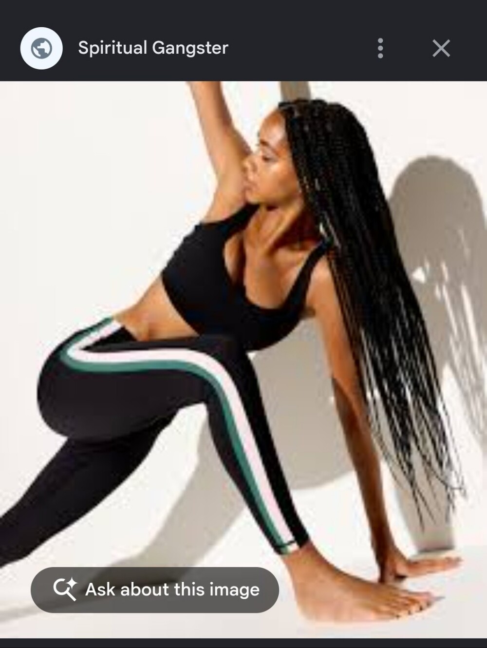 Spiritual Gangster Lotus 7/8 Stripe Legging - Black with White & Teal Stripes